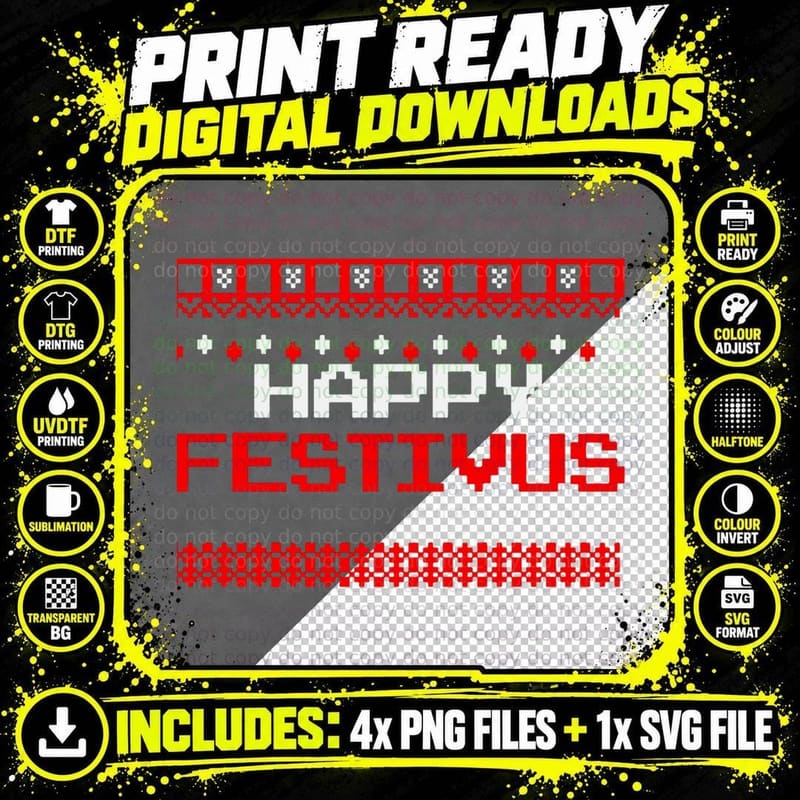Happy Festivus - Ugly Christmas T-Shirt Png SVG Digital Bundle