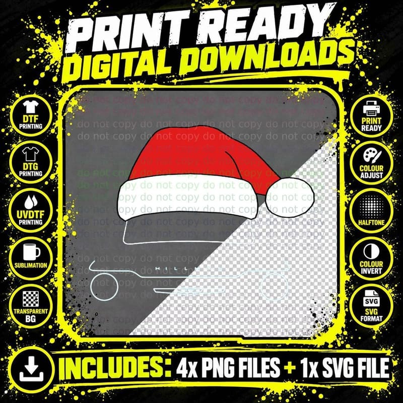 Hillman Imp Classic Car Christmas Hat Edition White Png SVG Digital Bundle