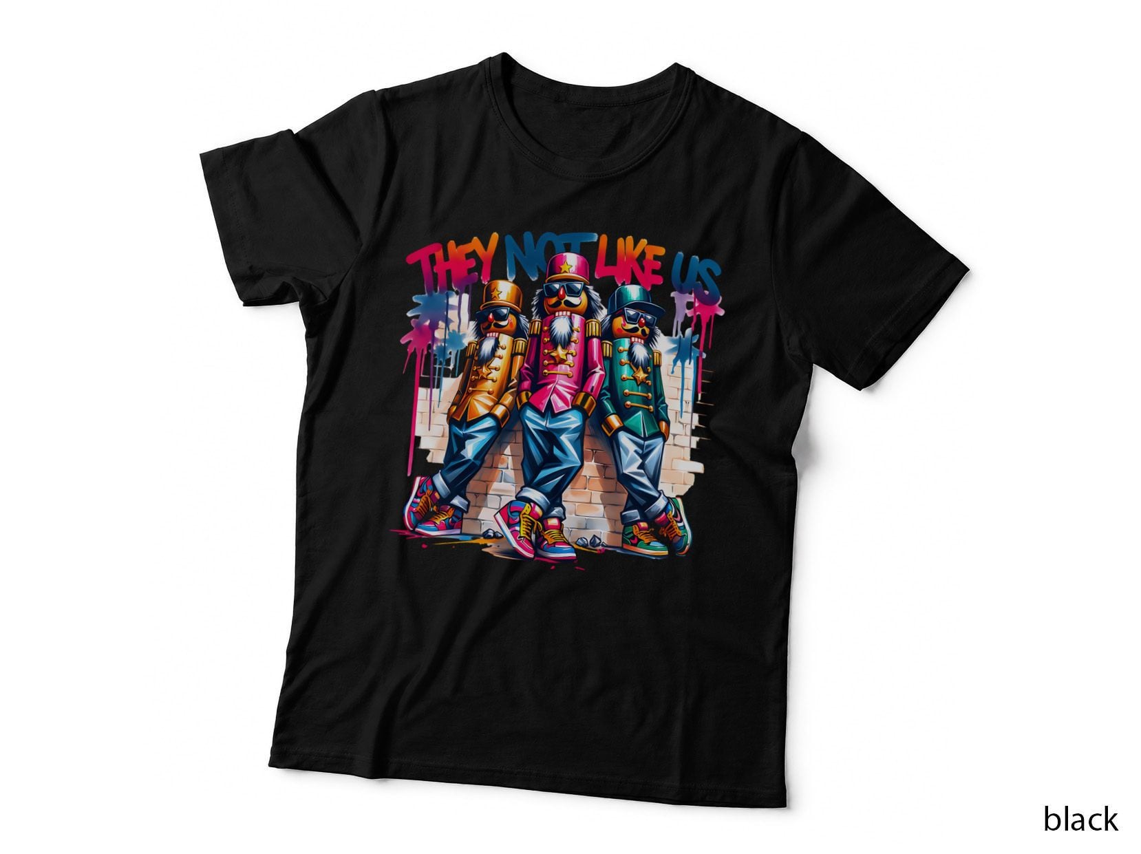 Hip Hop Nutcracker Squad Colorful Urban Streetwear Christmas T-Shirt