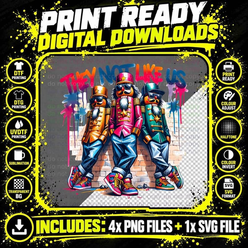 Hip Hop Nutcracker Squad Colorful Urban Streetwear Png SVG Digital Bundle
