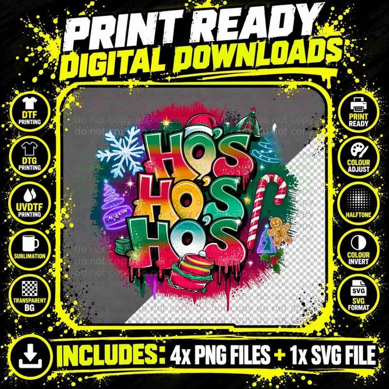 Ho's Ho's Ho's Funny Christmas Humor Holiday Party Png SVG Digital Bundle