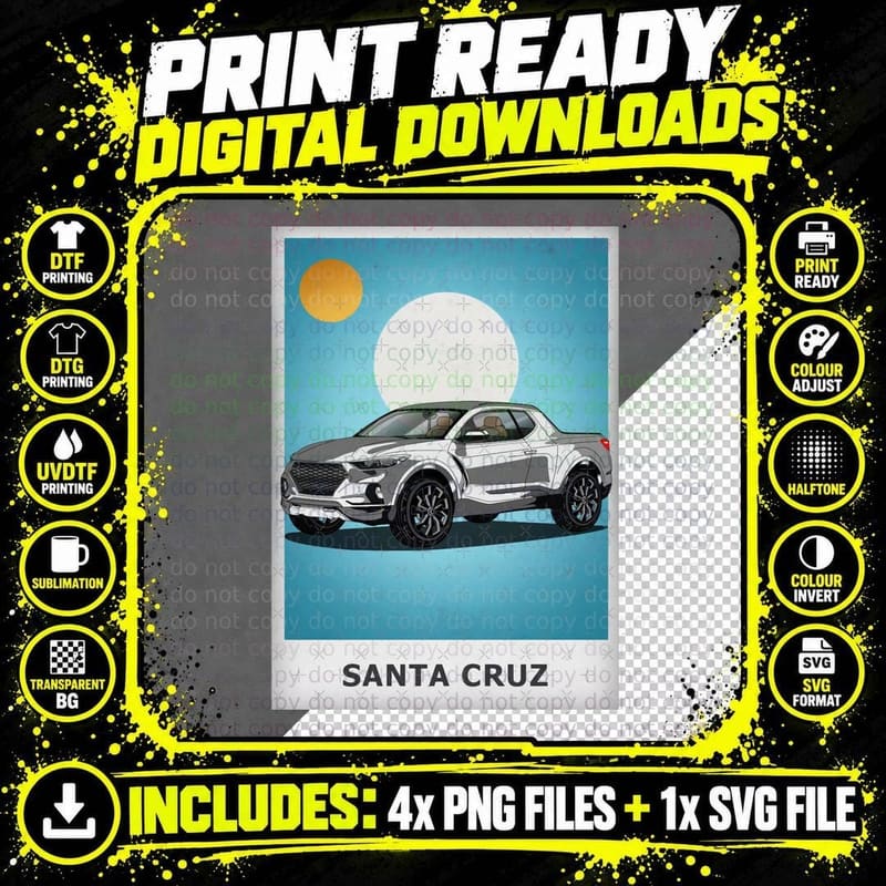 Hyundai Santa Cruz Pickup Truckt T-Shirt Png SVG Digital Bundle