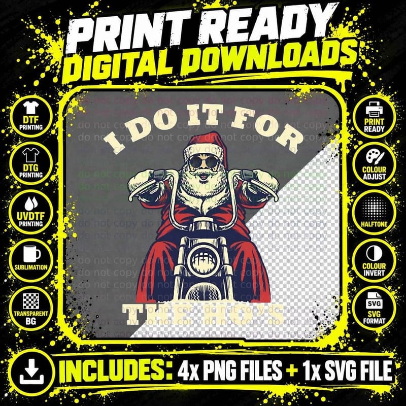 I Do It for the Ho's Funny Santa Christmas Crewneck Png SVG Digital Bundle