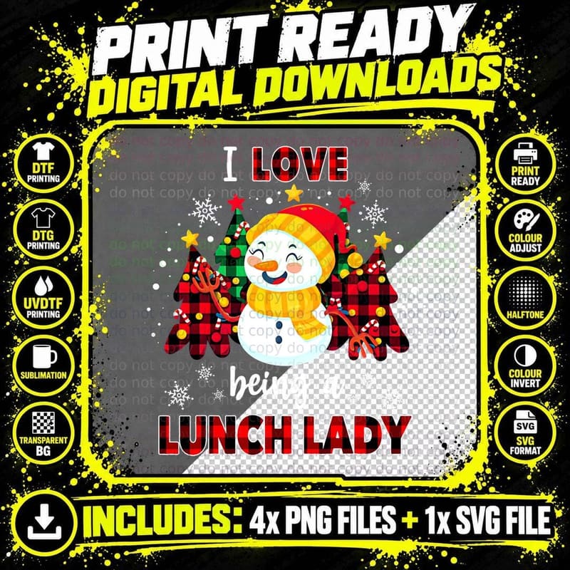 I Love Being a Lunch Lady Cafeteria Christmas Xmas Santa Png SVG Digital Bundle