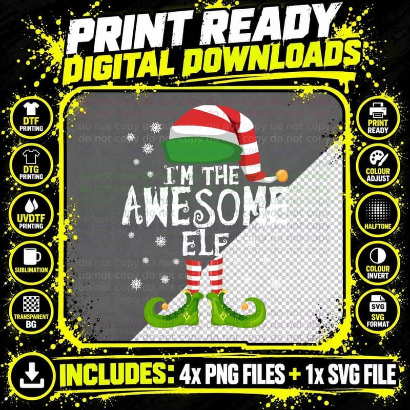 I& 39, M the Awesome Elf Family Matching Christmas 2020 Png SVG Digital Bundle