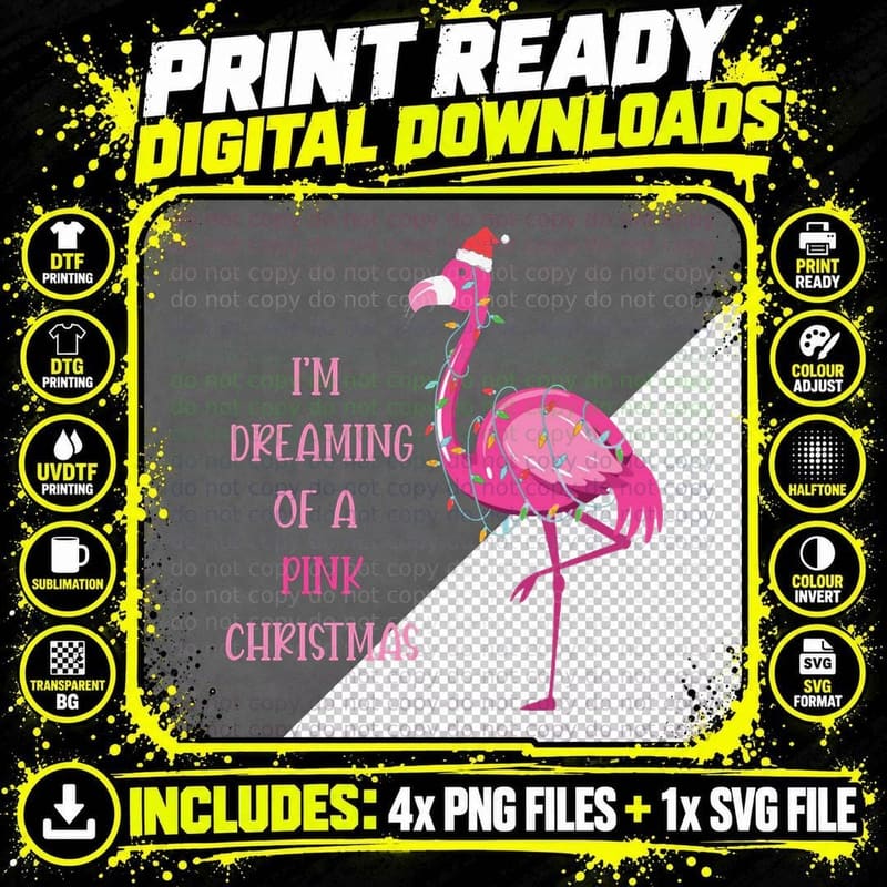 I'm Dreaming of a Pink Christmas Crewneck Sweatshirt Png SVG Digital Bundle