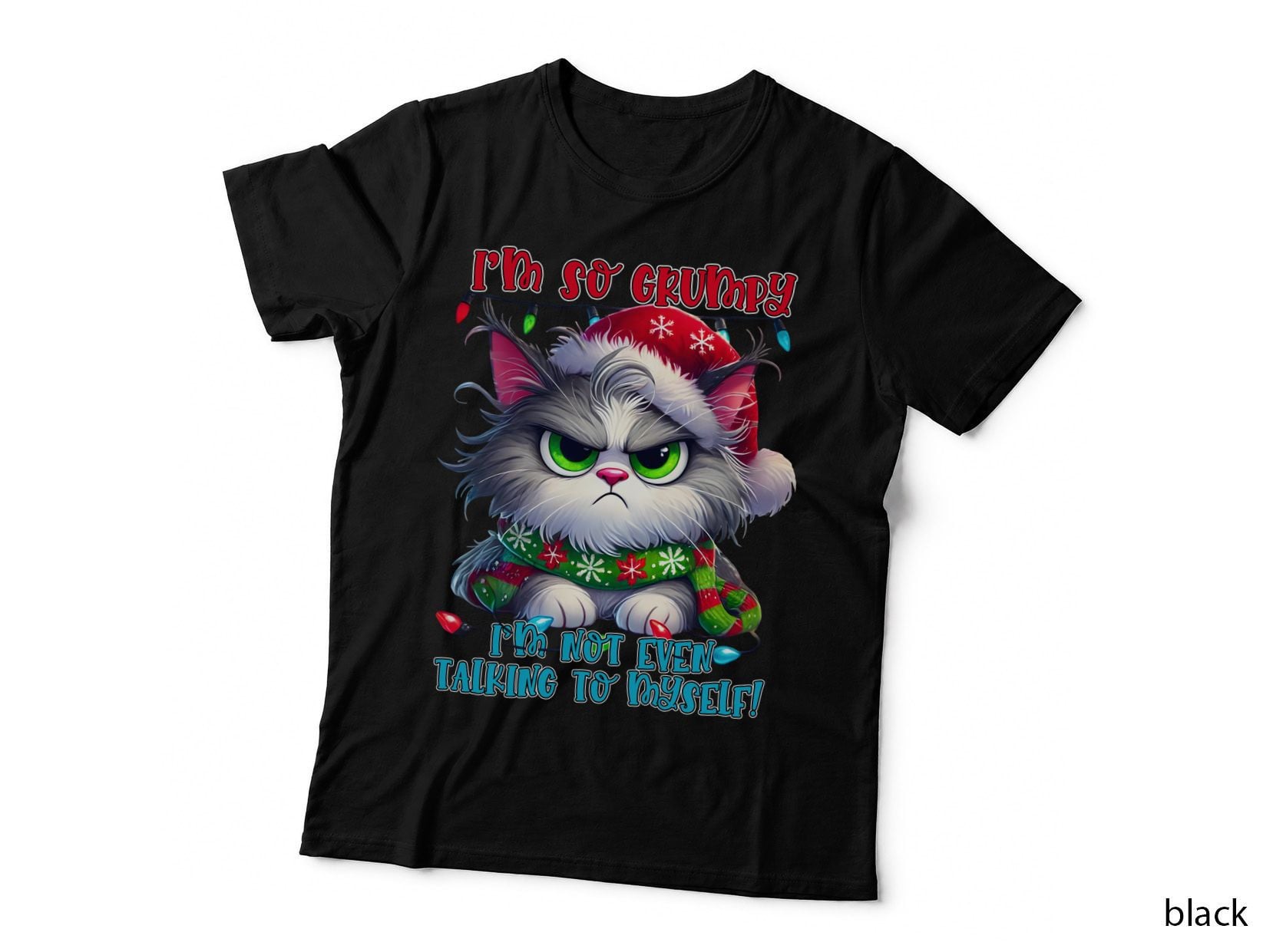 I'm So Grumpy Cat in Santa Hat Funny Christmas Holiday T-Shirt
