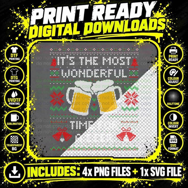 It's the Most Wonderful Time for a Beer Funny Ugly Png SVG Digital Bundle