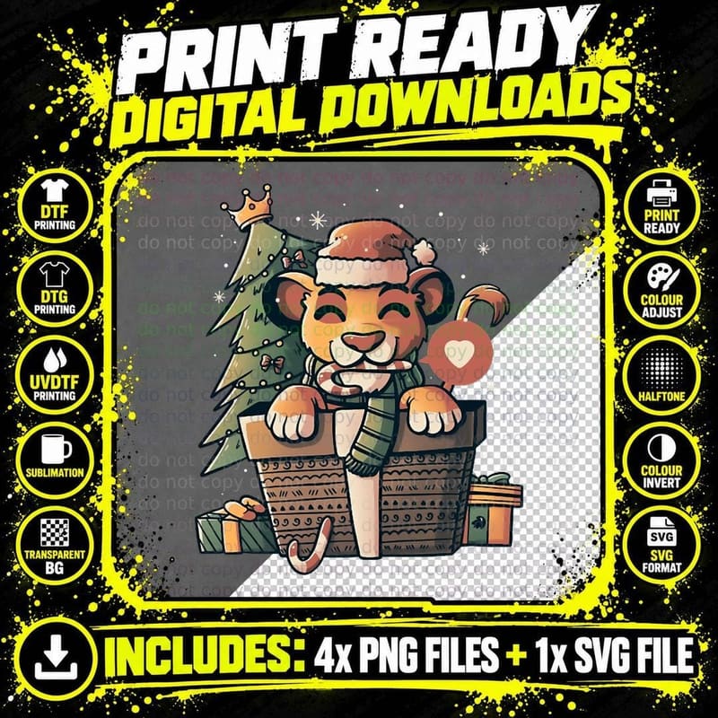 Lion Gift Cute Funny Christmas - Light Crewneck Png SVG Digital Bundle