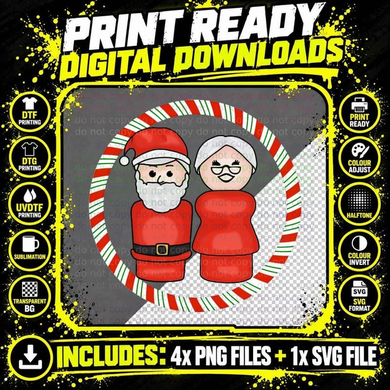 Little Santa and Mrs Claus Are in Love T-Shirt Png SVG Digital Bundle