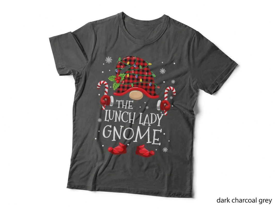 Lunch Lady Gnome Buffalo Plaid Matching Family Christmas Gift T-Shirt