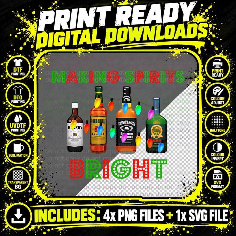 Making Spirits Bright Funny Christmas Crewneck Png SVG Digital Bundle