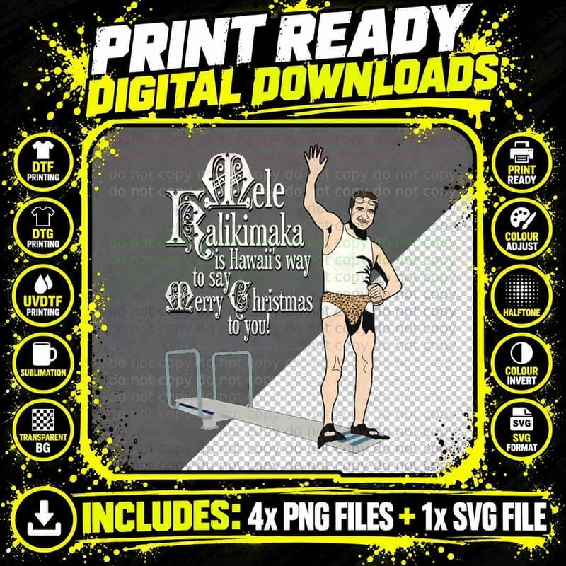 Mele Kalikimaka Cousin Eddie Diving Board Crewneck Png SVG Digital Bundle