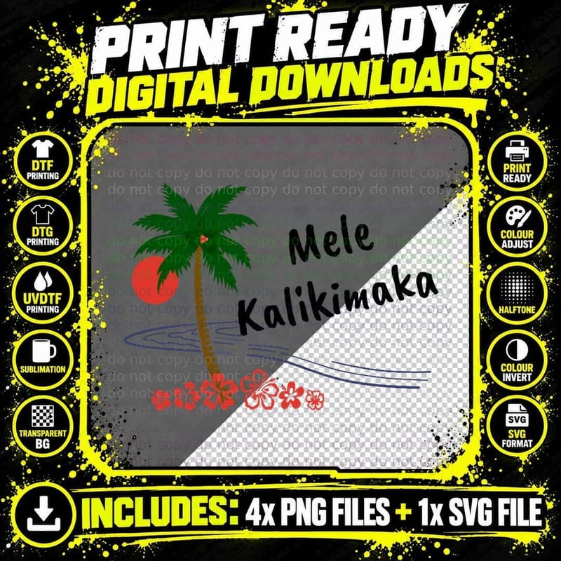 Mele Kalikimaka Merry Christmas T-Shirt Png SVG Digital Bundle