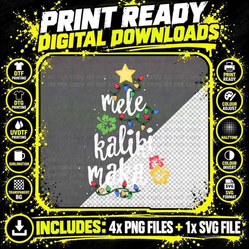 Mele Kalikimaka Shirt for Women Hawaiian Hawaii Png SVG Digital Bundle