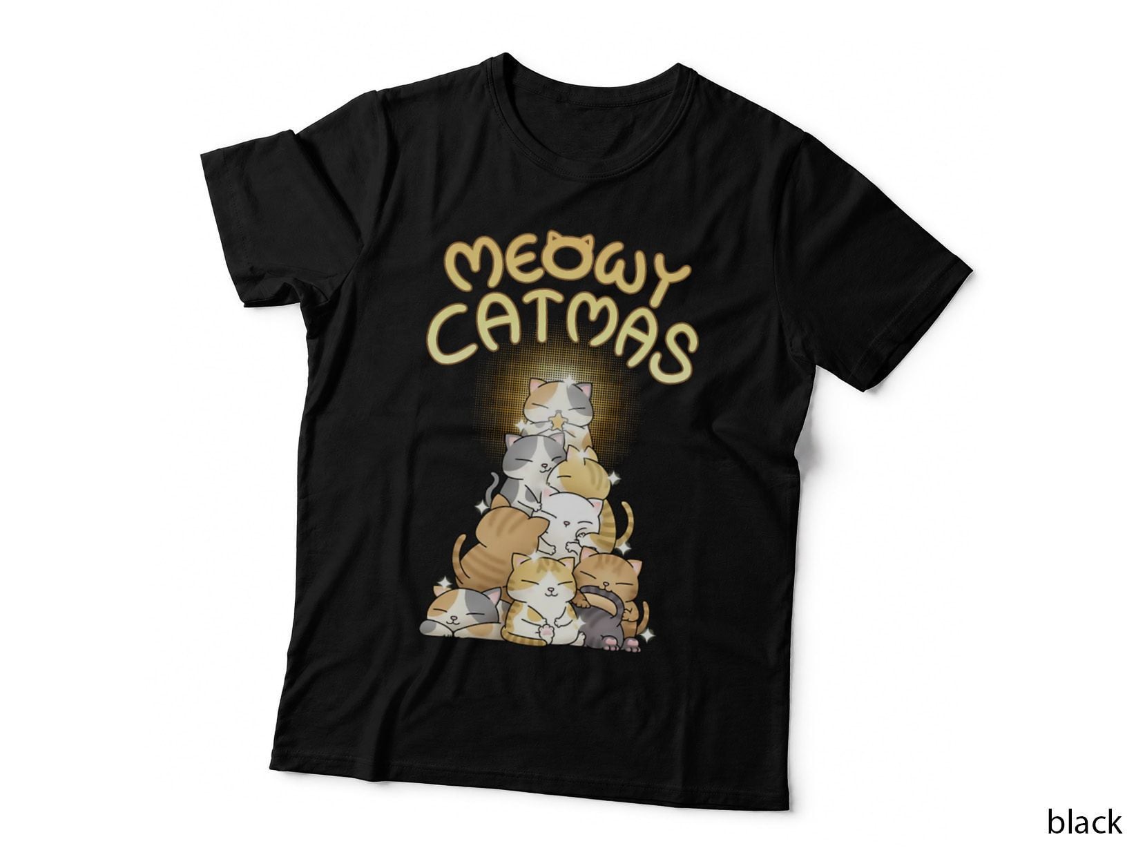 Meowy Catmas Cat Christmas Tree T-Shirt