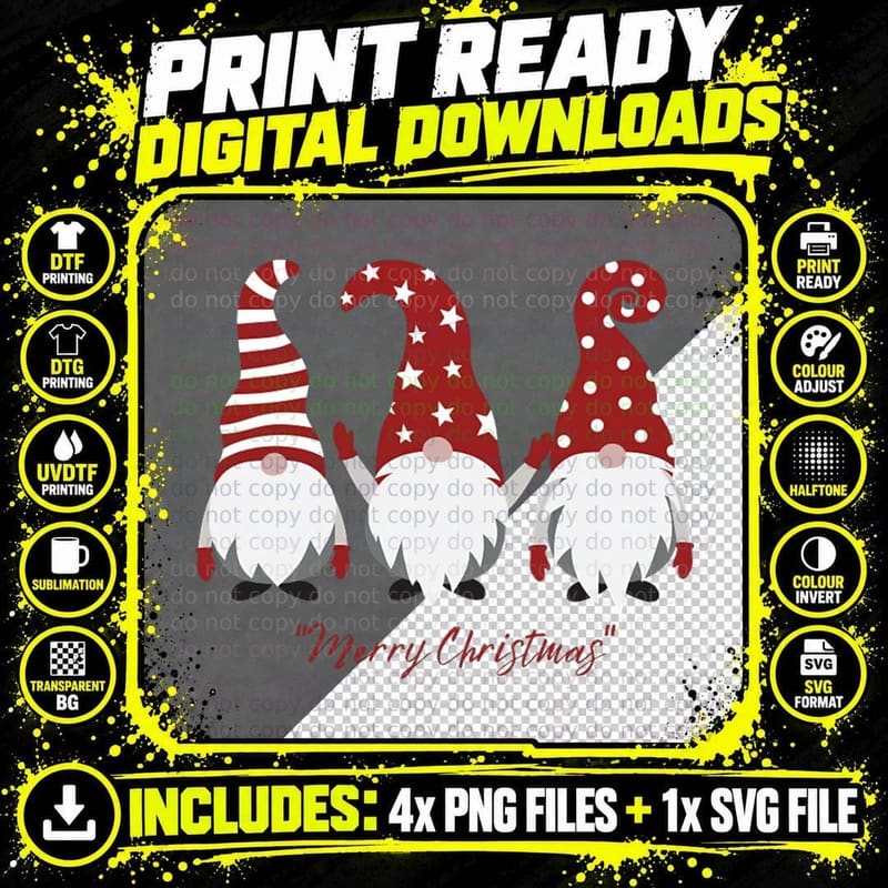 Merry Christmas - Gnome T-Shirt Png SVG Digital Bundle