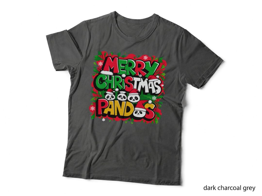 Merry Christmas Pandas Cute Holiday Santa Hat Animal Lover T-Shirt