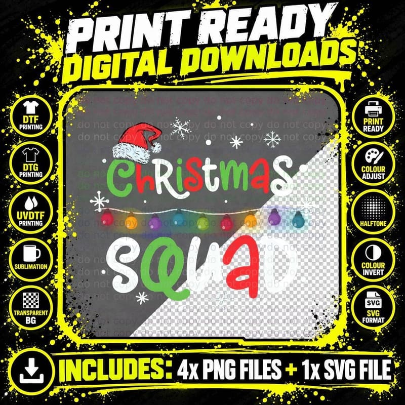 Merry Christmas Squad Crewneck Sweatshirt Png SVG Digital Bundle