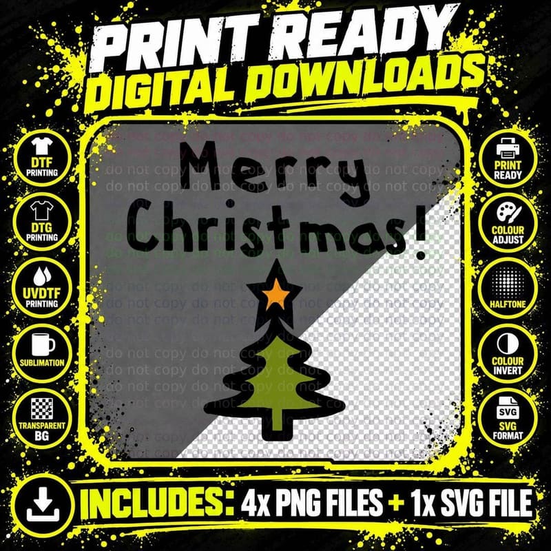 Merry Christmas Tree Crewneck Sweatshirt Png SVG Digital Bundle