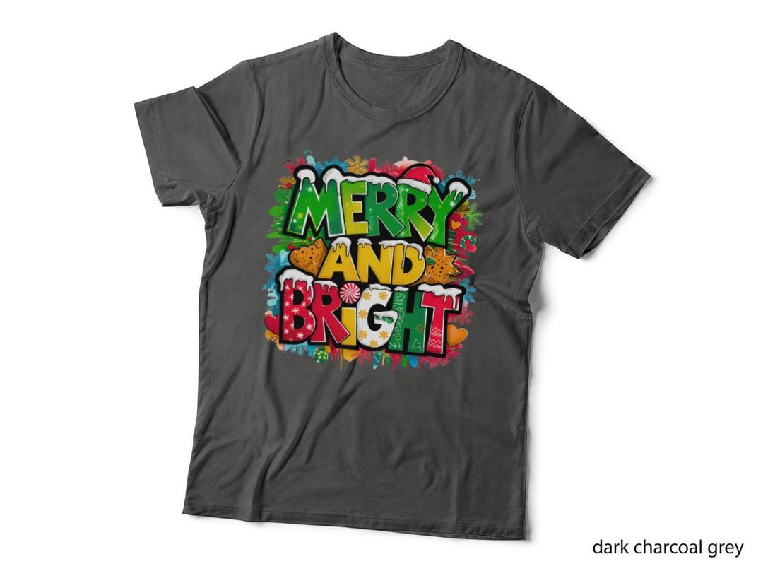 Merry and Bright Christmas Holiday Cheer Festive Lights Family Gift T-Shirt