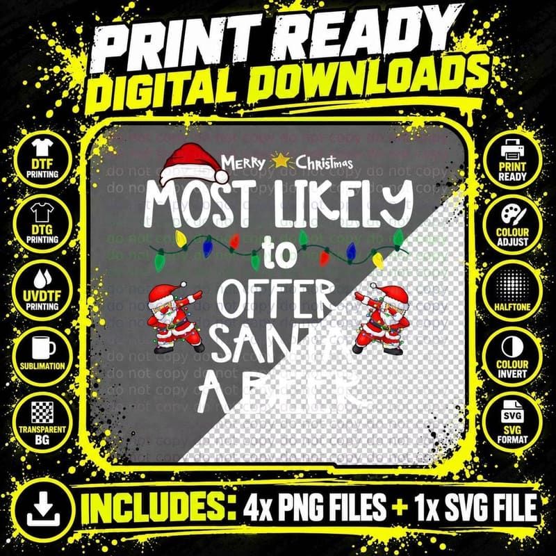 Most Likely to Christmas Shirt Matching Pajamas Funny Png SVG Digital Bundle
