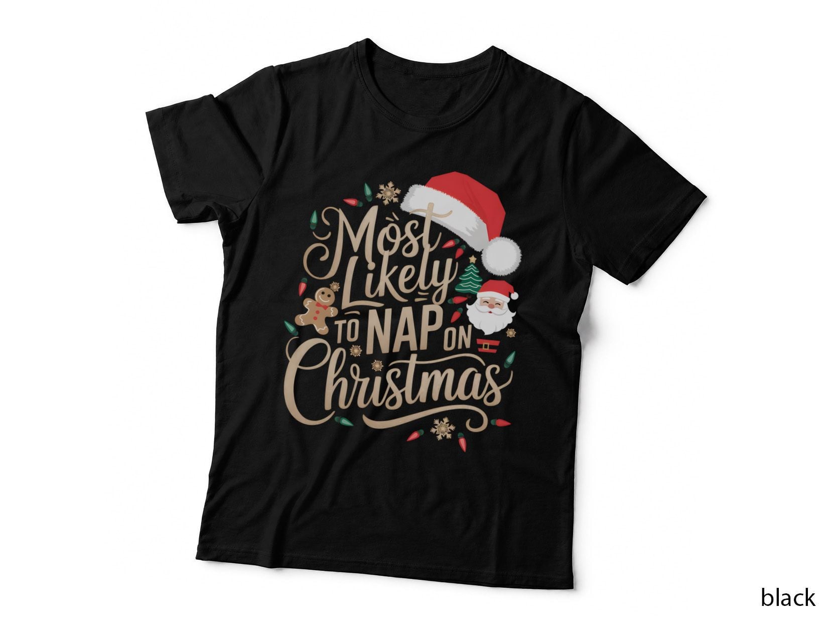 Most Likely to Nap on Christmas Funny Family Christmas Gift T-Shirt