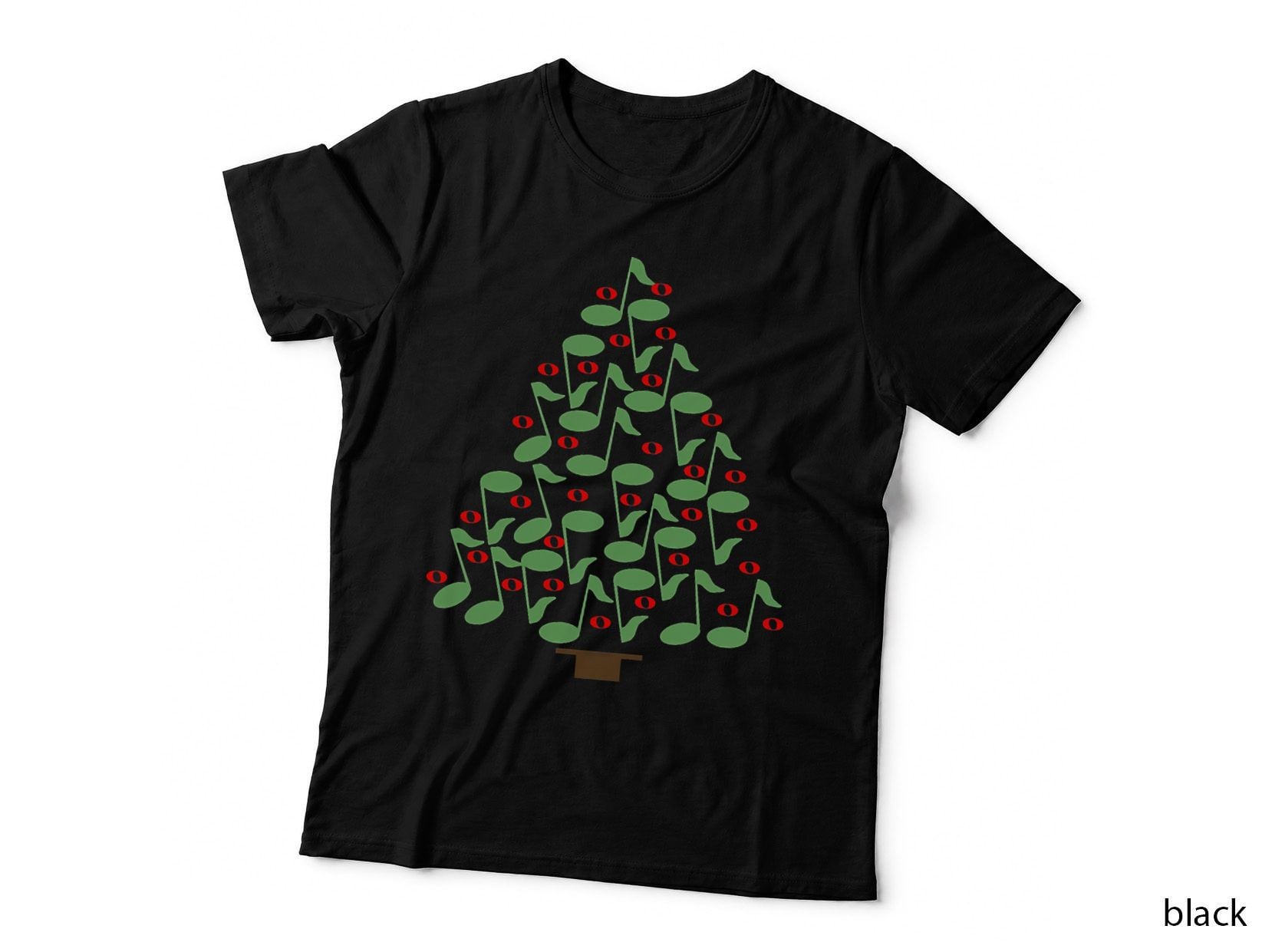 Musical Green Christmas Tree Crewneck Sweatshirt, Xmas Present T-Shirt