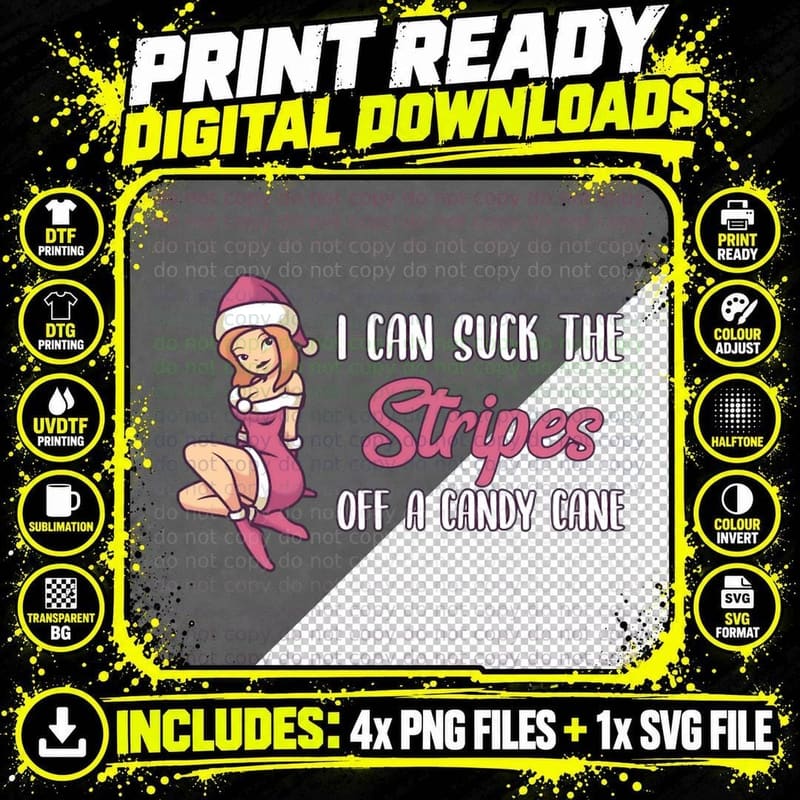 Naughty Christmas Gift I Can Suck the Stripes Crewneck Png SVG Digital Bundle