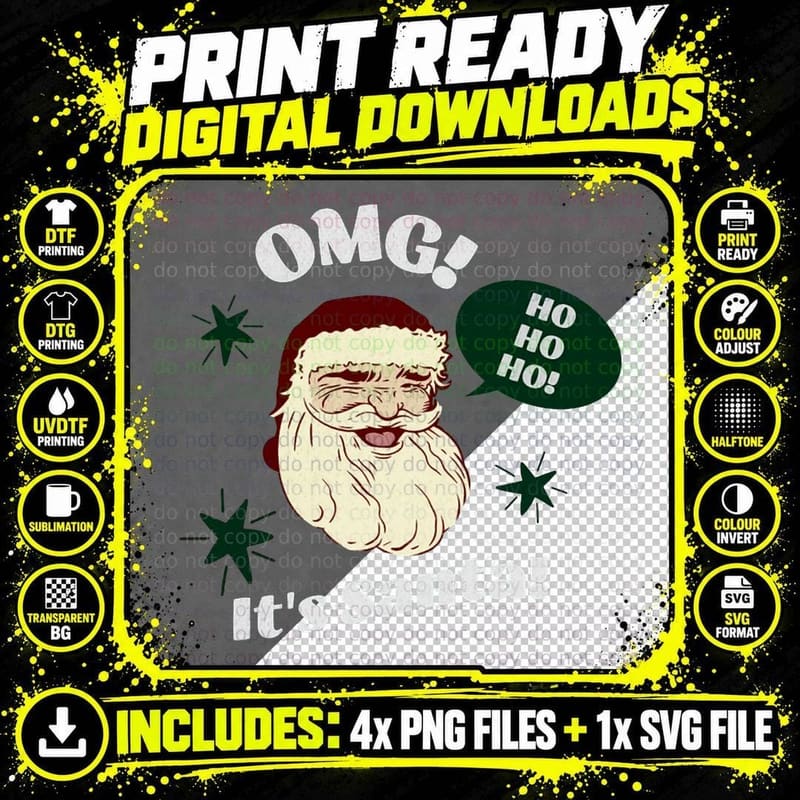 OMG It's Santa! Crewneck Sweatshirt, Xmas Present Png SVG Digital Bundle