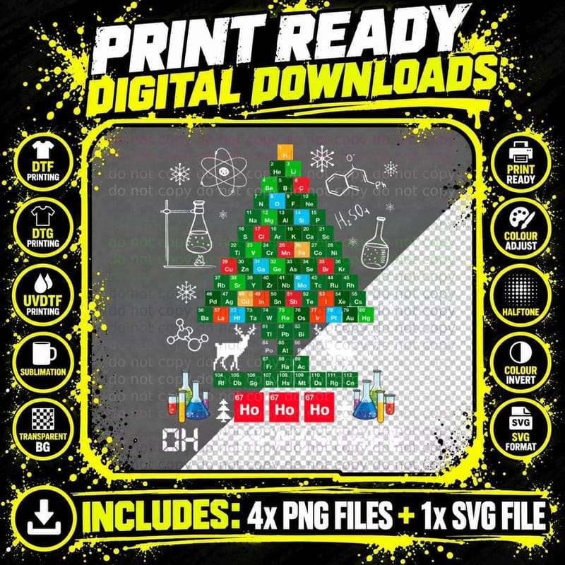 Oh Chemistree Chemist Christmas Tree Science Chemistry Png SVG Digital Bundle