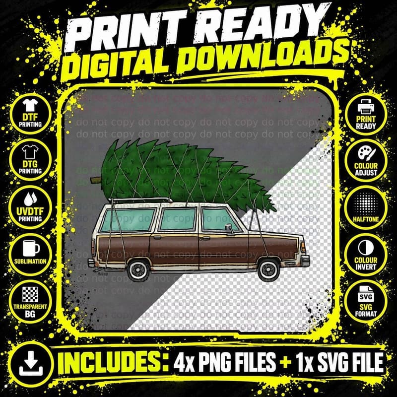 On the Way to Christmas - Car Only T-Shirt Png SVG Digital Bundle