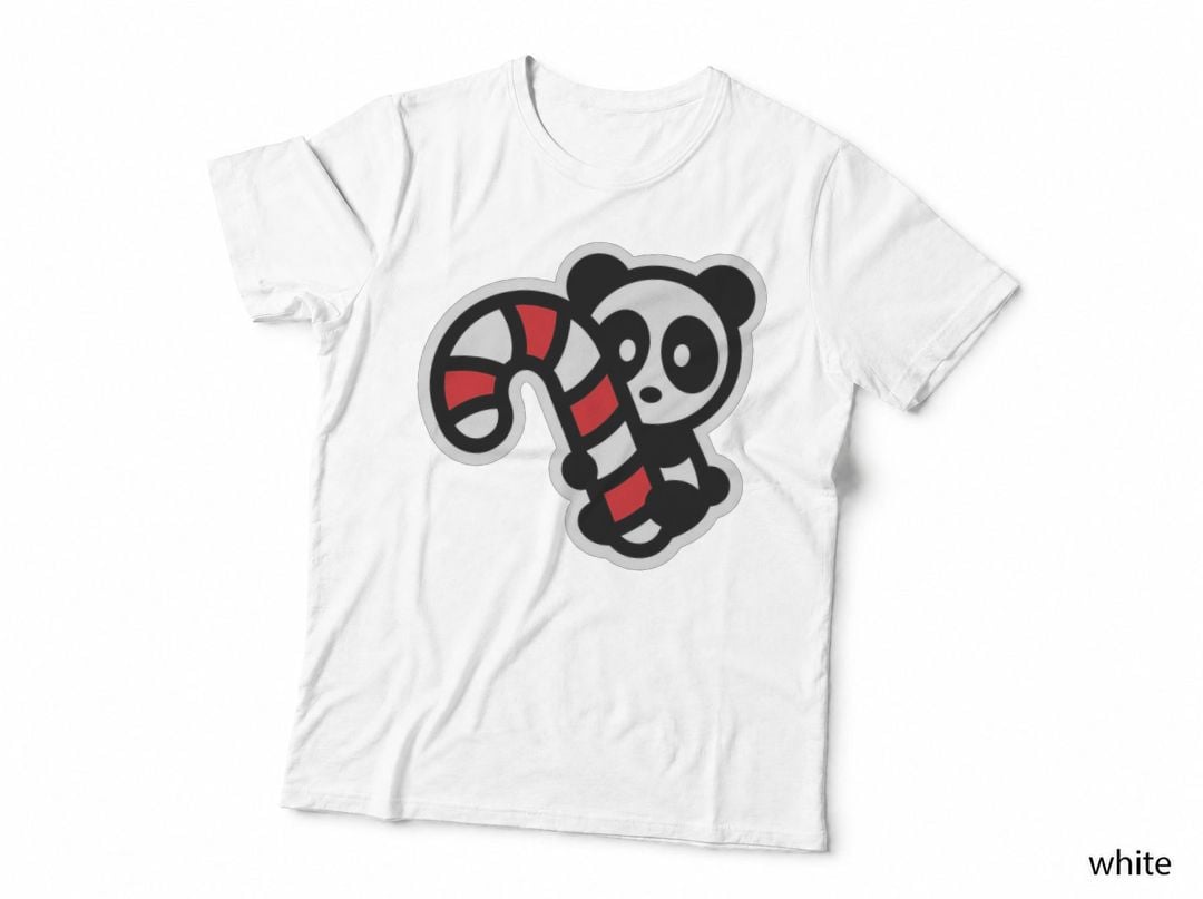 Panda Candy Cane Christmas Bambu Brand Holiday T-Shirt