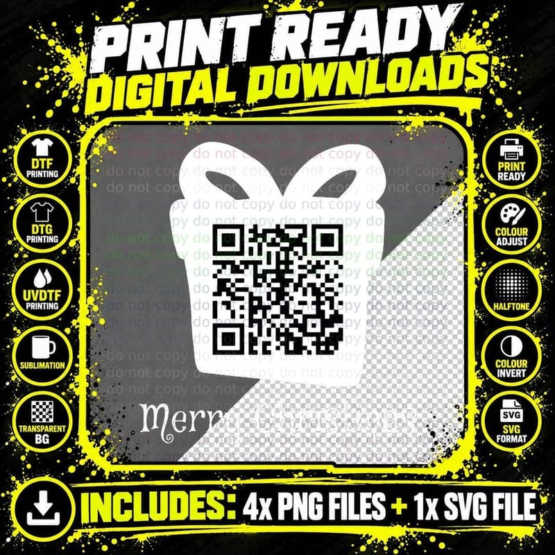 QR Rick Rolled - Christmas - White Crewneck Sweatshirt Png SVG Digital Bundle