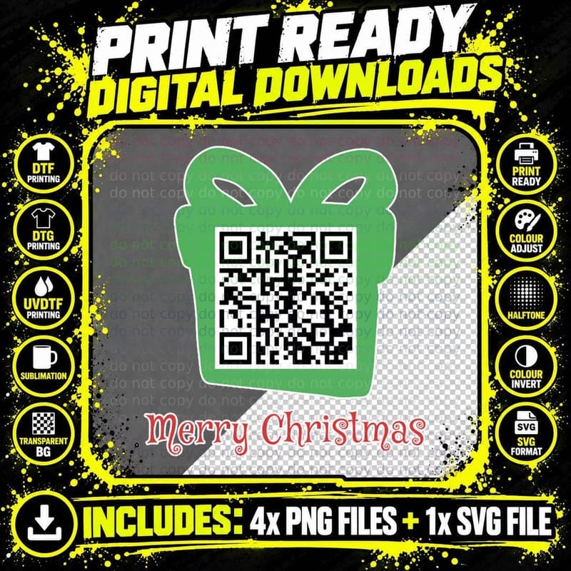 QR Rick Rolled - Christmas Crewneck Sweatshirt Png SVG Digital Bundle