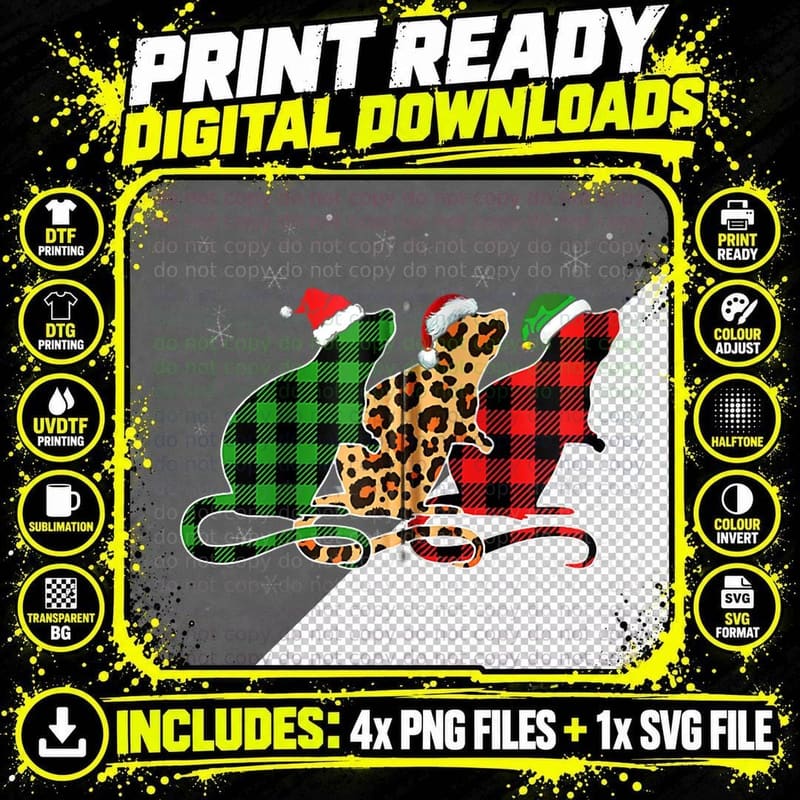 Rat Lover Santa Hat Christmas Pajama Buffalo Plaid Zip Png SVG Digital Bundle