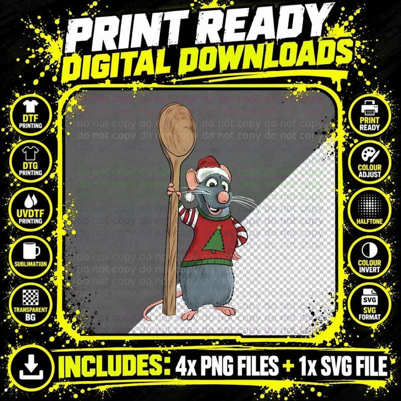 Ratatouille Christmas Crewneck Sweatshirt Png SVG Digital Bundle
