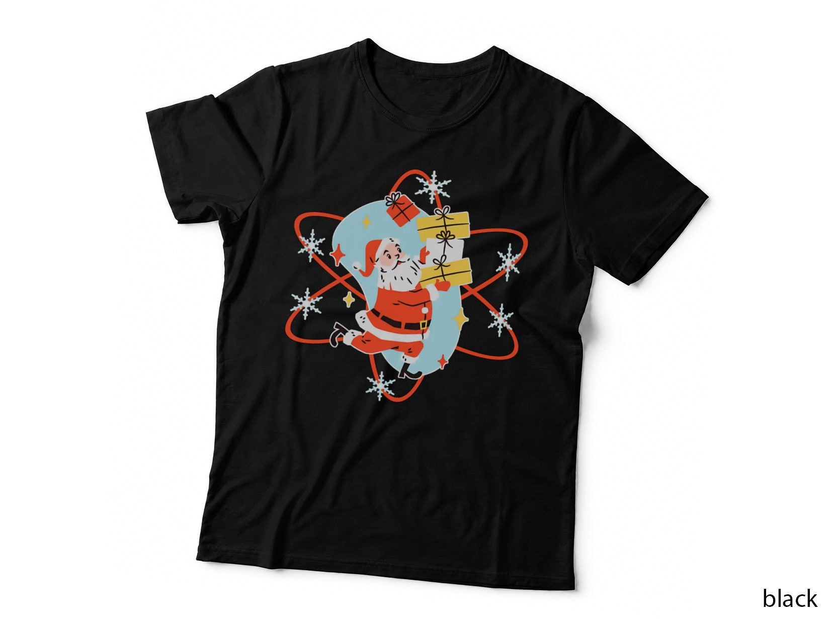 Retro Atomic Santa Claus Holiday Cartoon T-Shirt