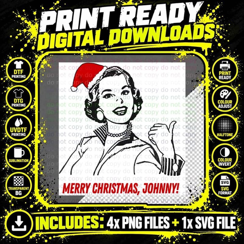 Retro Christmas - Merry Christmas Johnny! Crewneck Png SVG Digital Bundle