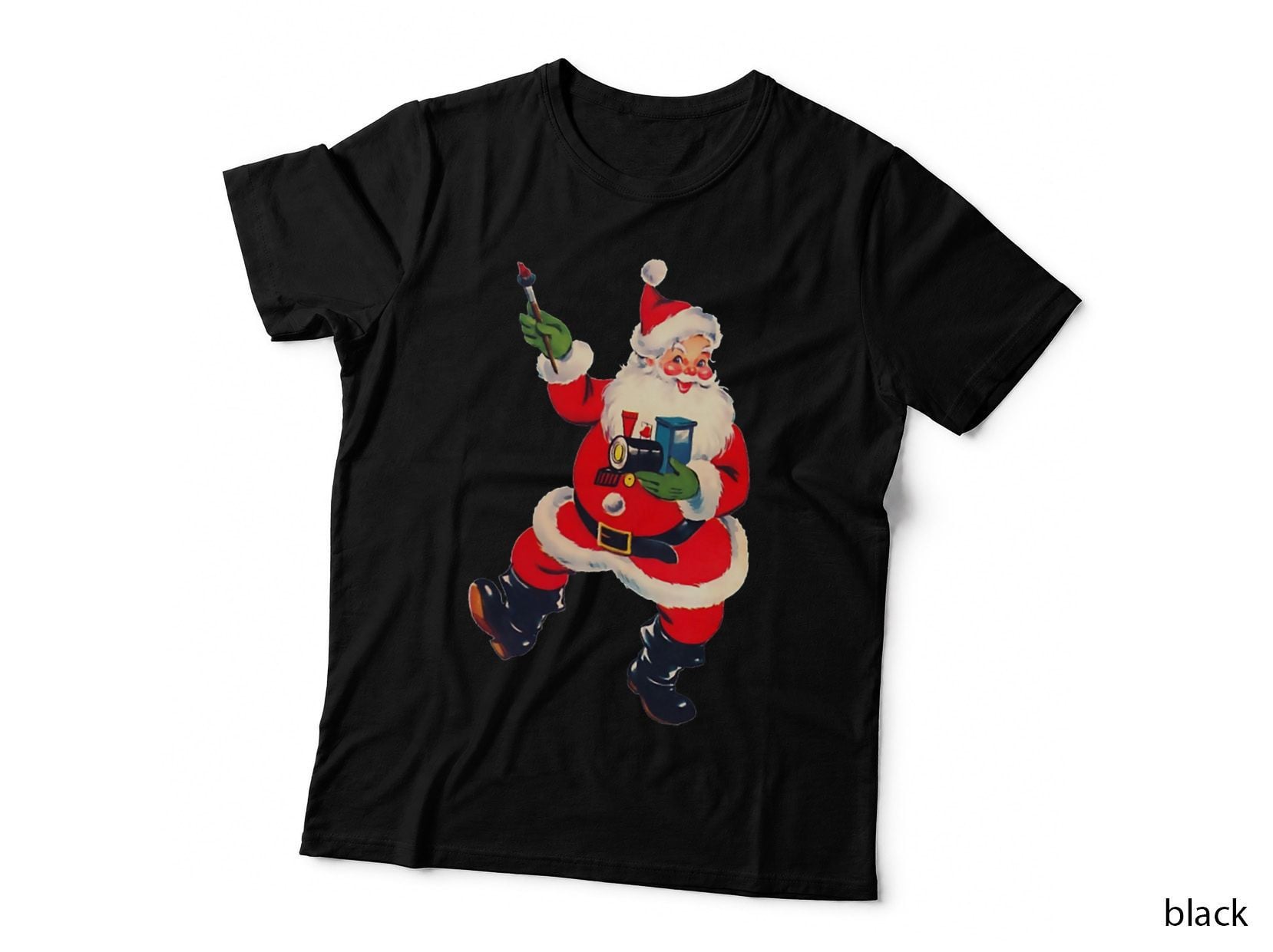 Retro Santa Crewneck Sweatshirt, Festive Wear, Holiday Gift T-Shirt