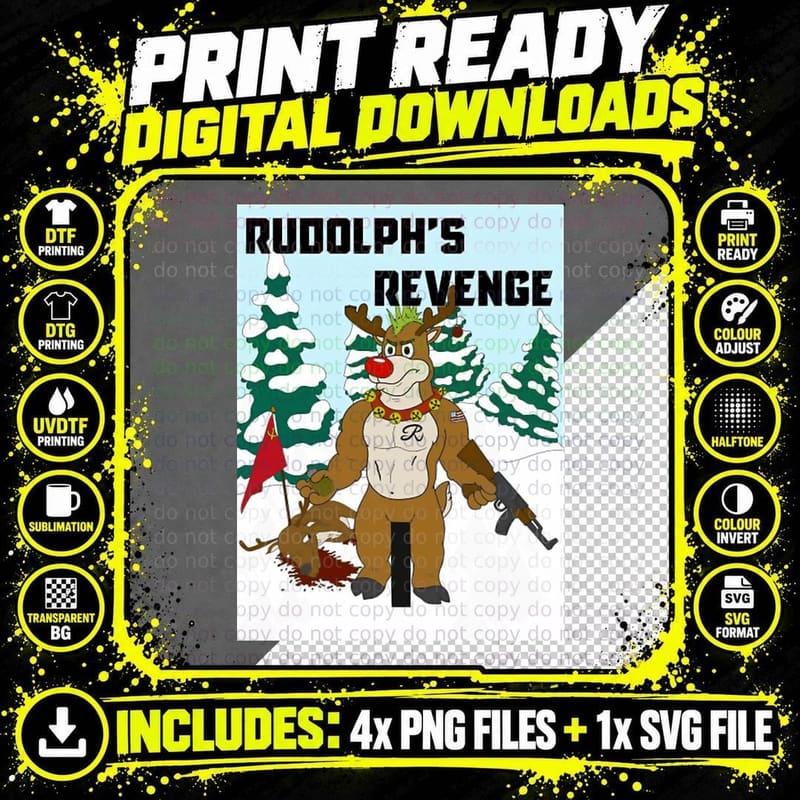 Rudolph's Revenge Crewneck Sweatshirt T-Shirt Png SVG Digital Bundle