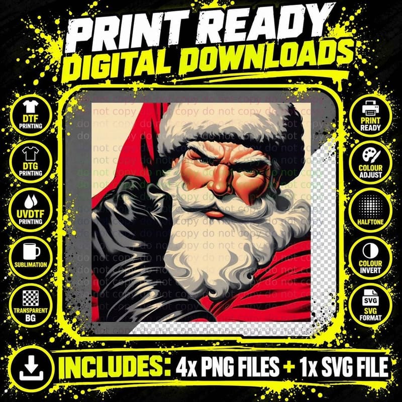 Santa Daddy, Leather Man T-Shirt Png SVG Digital Bundle