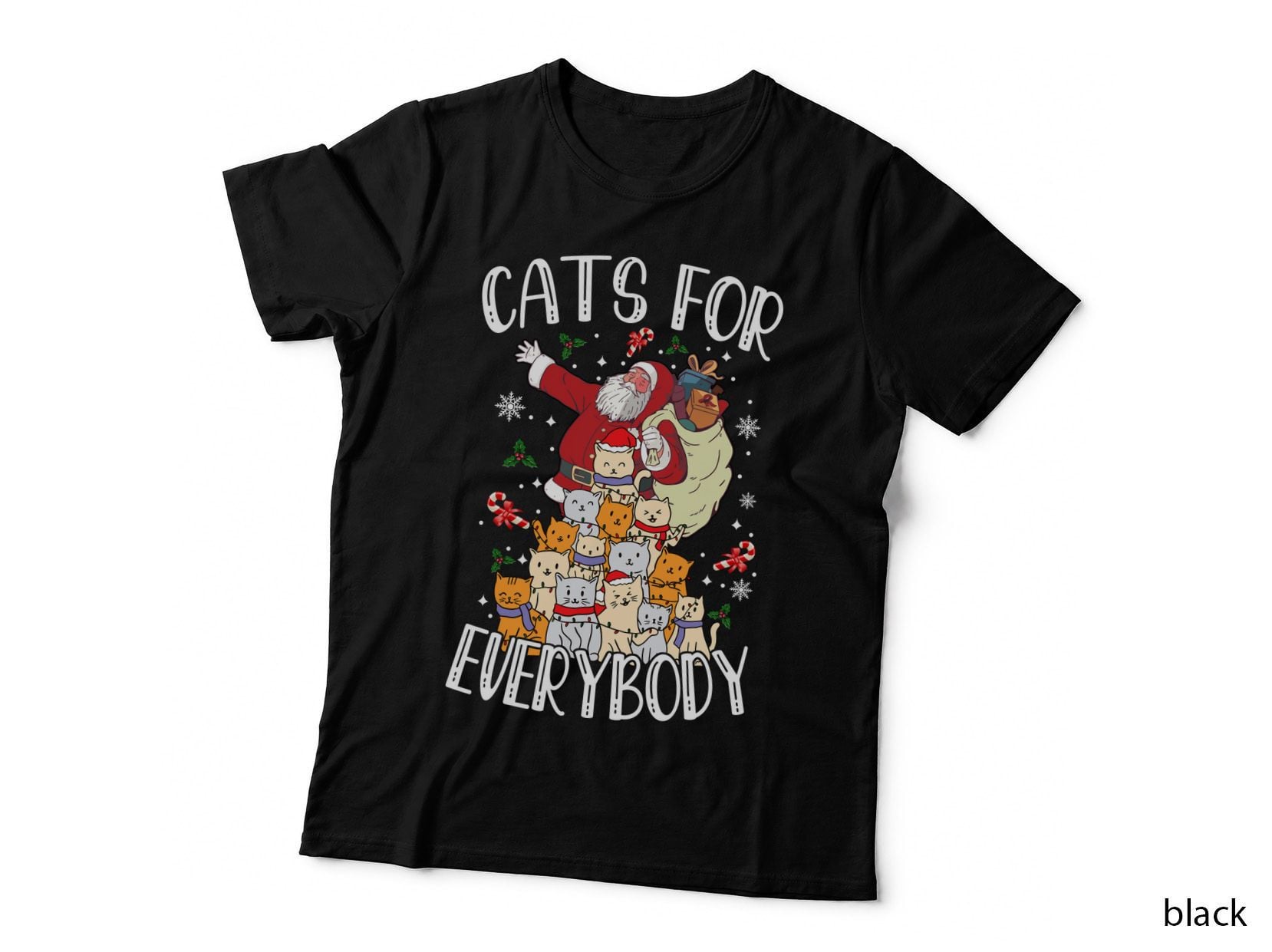 Santa Delivers Cats for Everyone Cute Christmas Cat Lover Gift T-Shirt