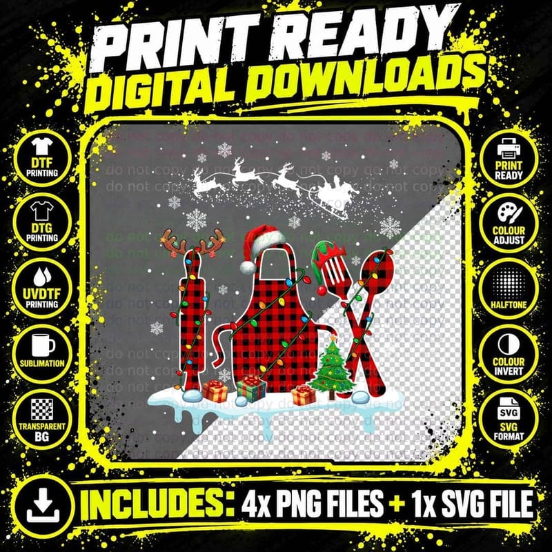Santa Elf Reindeer Lunch Lady Tools Christmas Funny Job Png SVG Digital Bundle