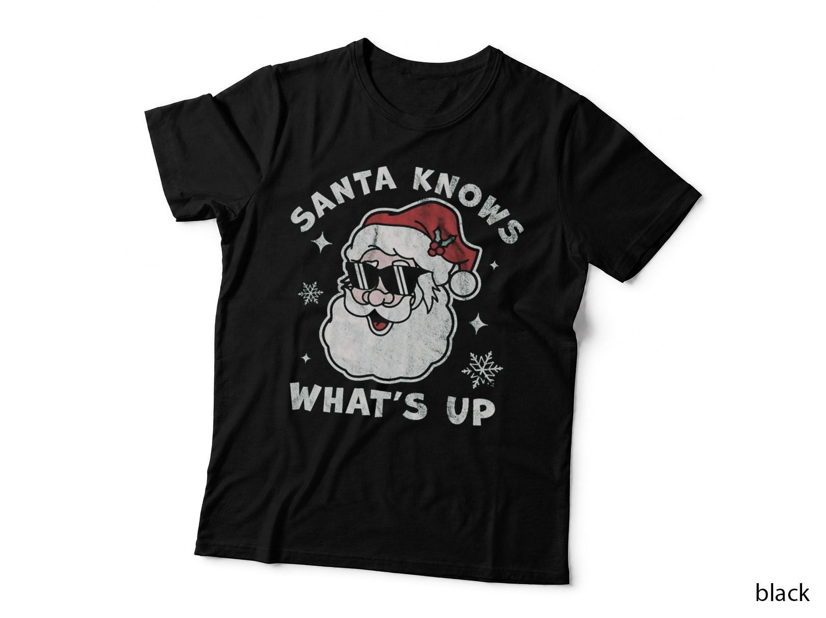 Santa Knows What's up - Funny Christmas Santa Claus Xmas T-Shirt