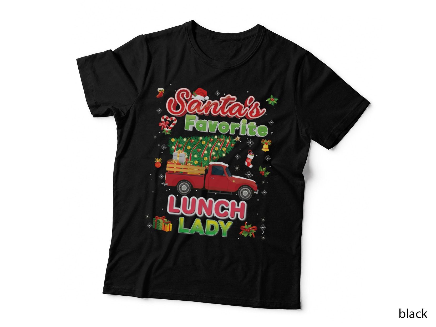 Santa's Favorite Lunch Lady Christmas Santa Claus Merry T-Shirt