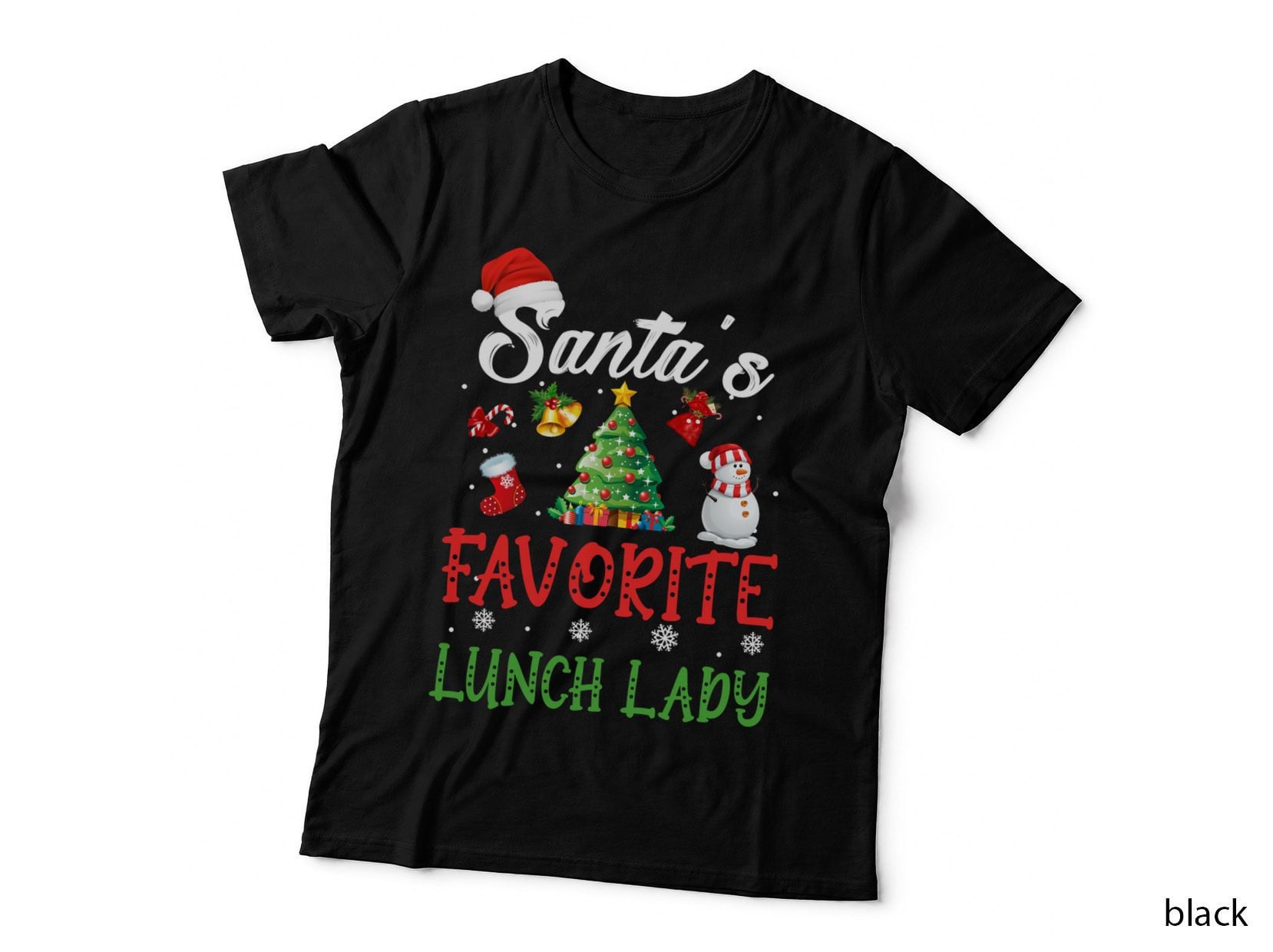 Santa's Favorite Lunch Lady Funny Christmas Tree Santa Hat Gift T-Shirt