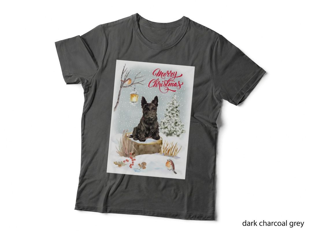 Scottish Terrier Scottie Merry Christmas Santa Dog Holiday Greeting T-Shirt