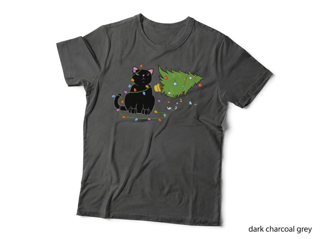Siamese Cat Knocking Over Christmas Tree Crewneck Sweatshirt T-Shirt
