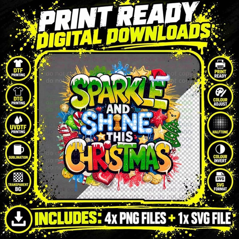 Sparkle and Shine This Christmas Festive Holiday Family Png SVG Digital Bundle